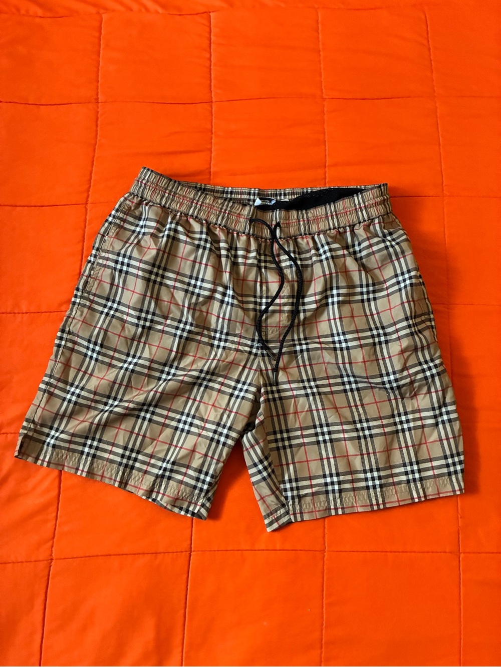 BURBERRY Swim Trunks Check Beige Mediums